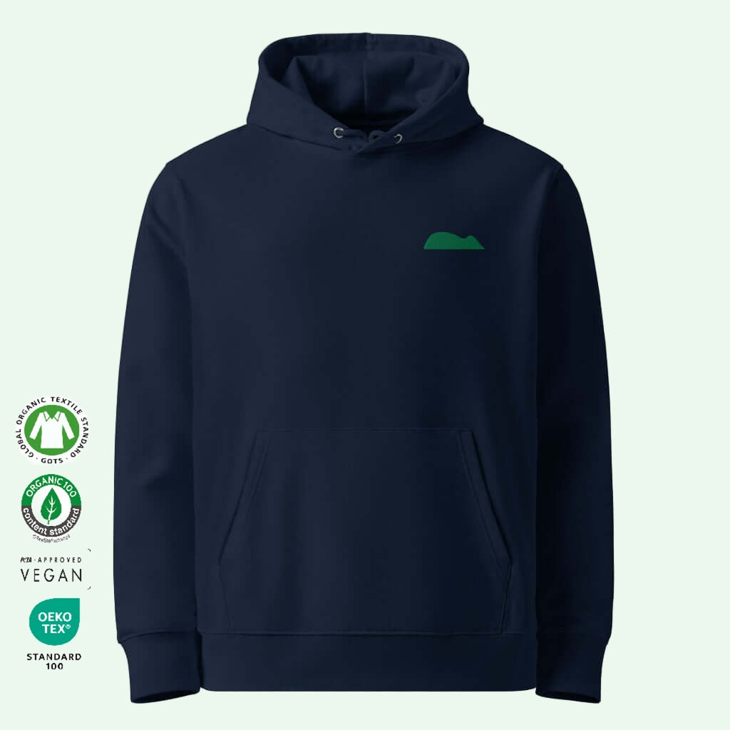 Sudadera Ecológica con capucha Unisex Ratón Verde bordado