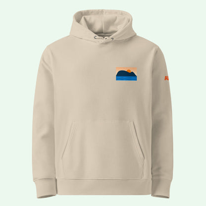 unisex organic hoodie in desert dust with mouse of getaria front design by  Aunti