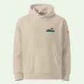 unisex organic hoodie in desert dust with mouse of getaria minimalist front design by Aunti