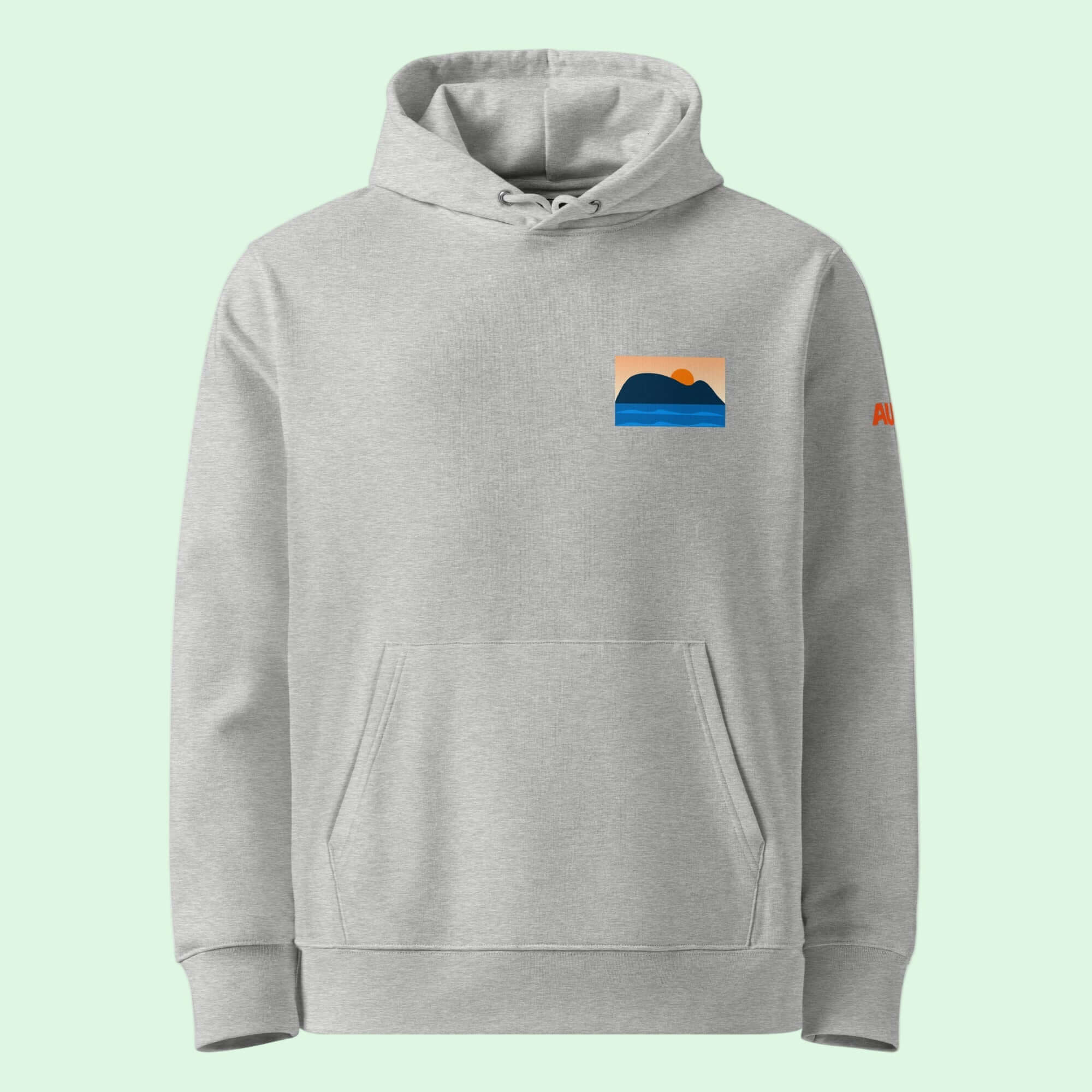 unisex organic hoodie in heather grey-mouse-getaria-