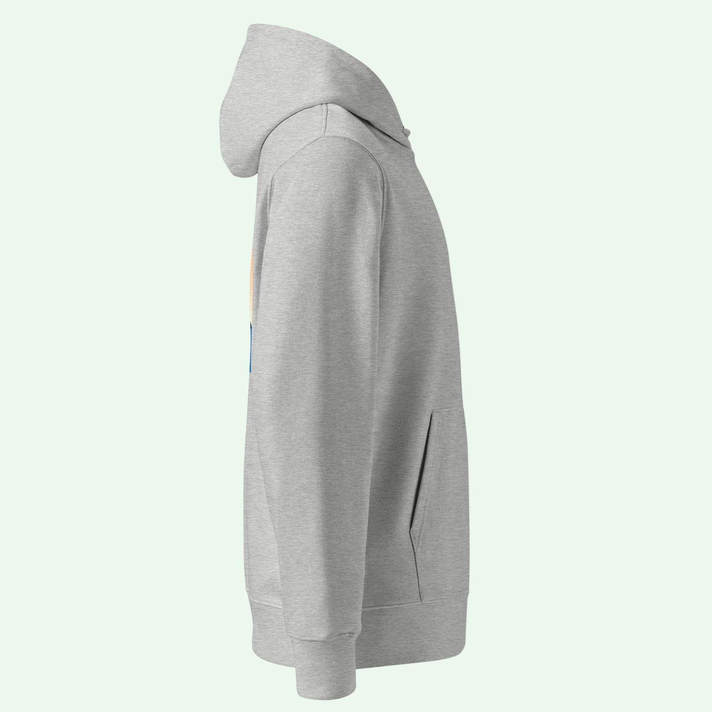 unisex organic hoodie in heather grey right