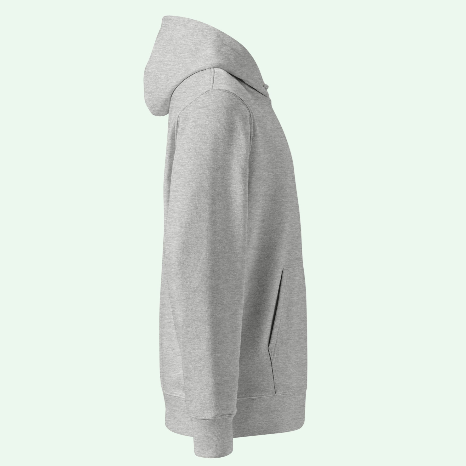 unisex organic hoodie in heather right  view by aunti