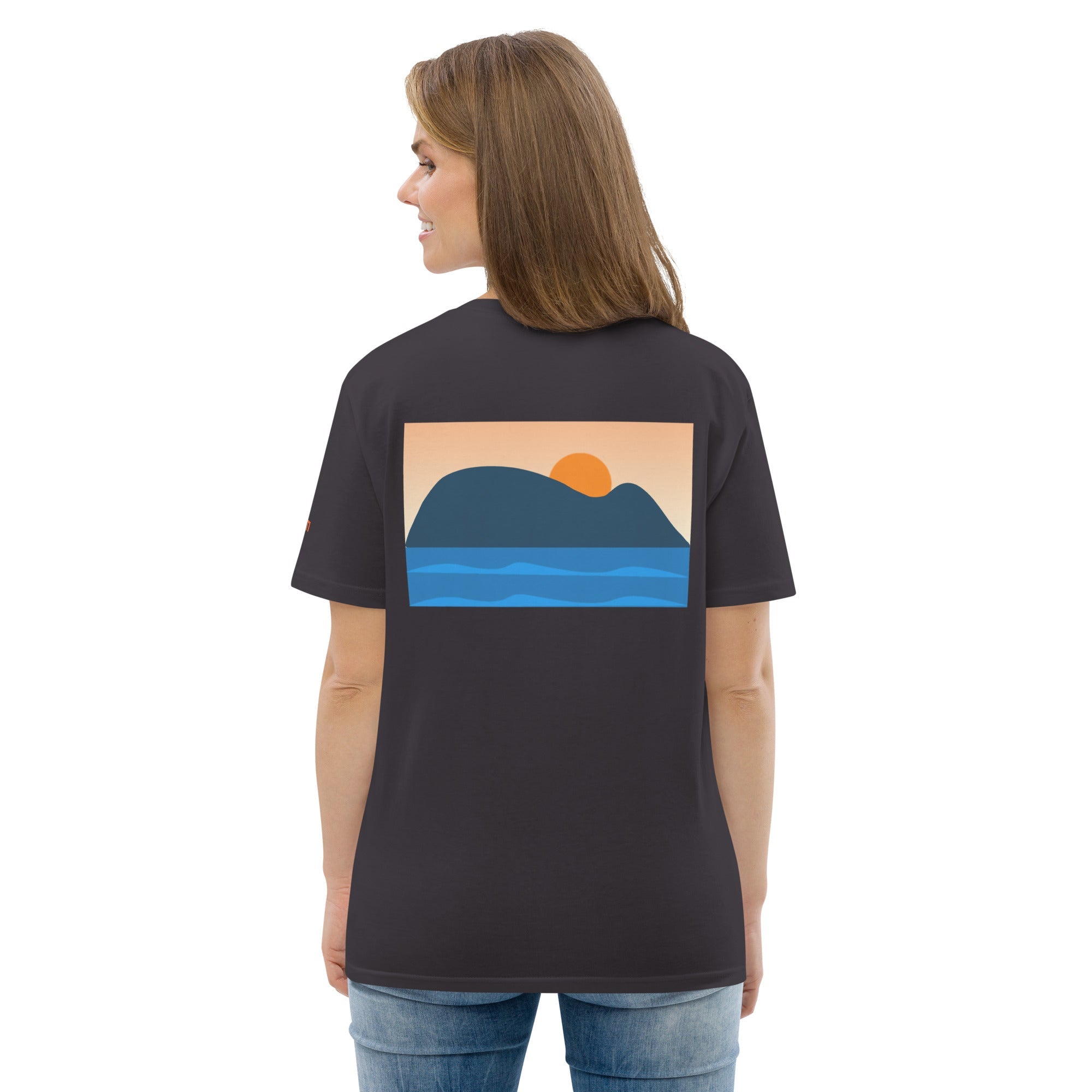 Camiseta GOTS Ratón de Getaria en antracita, vista trasera, por AUNTI