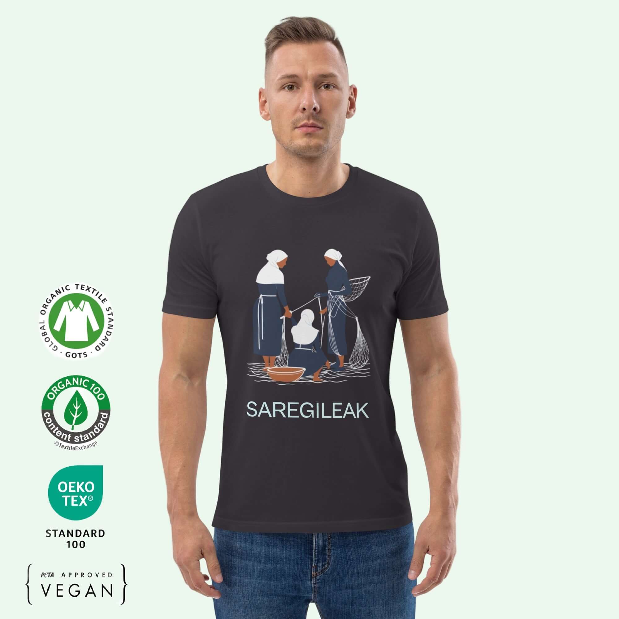 unisex-organic-cotton-t-shirt-ahthracite-front-saregileak-design by Aunti