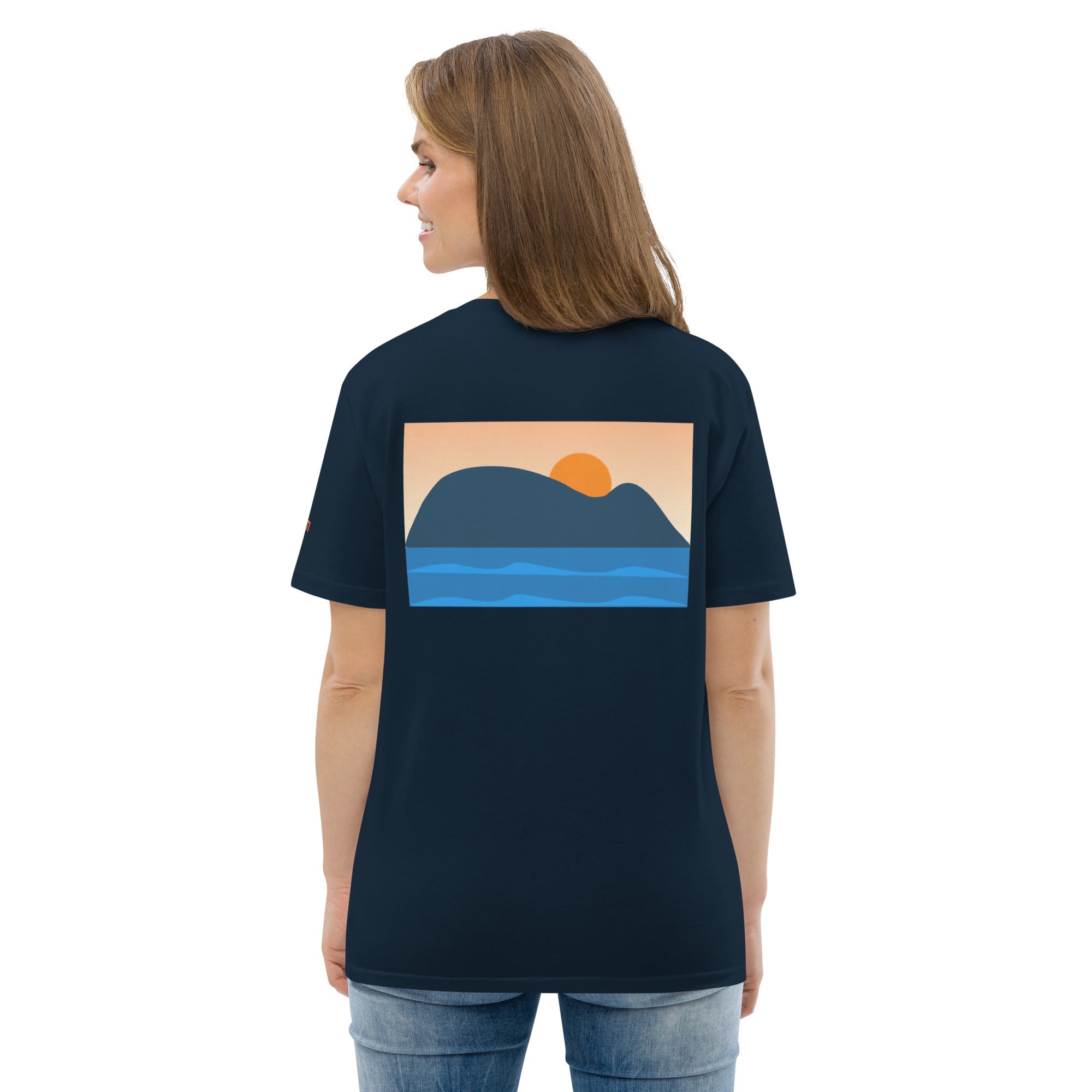 Camiseta GOTS Ratón de Getaria en azul marino, vista trasera, por AUNTI