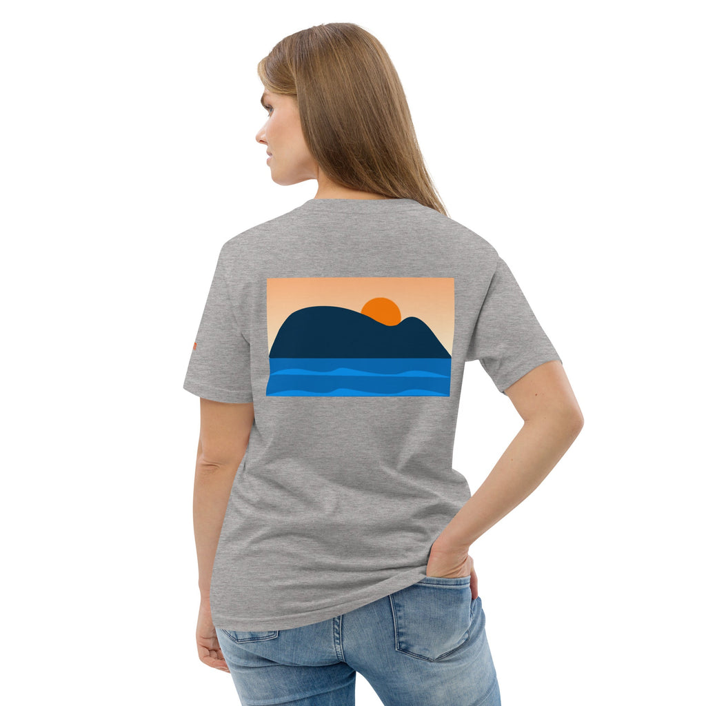 Camiseta GOTS Ratón de Getaria en gris jaspeado, vista trasera, por AUNTI