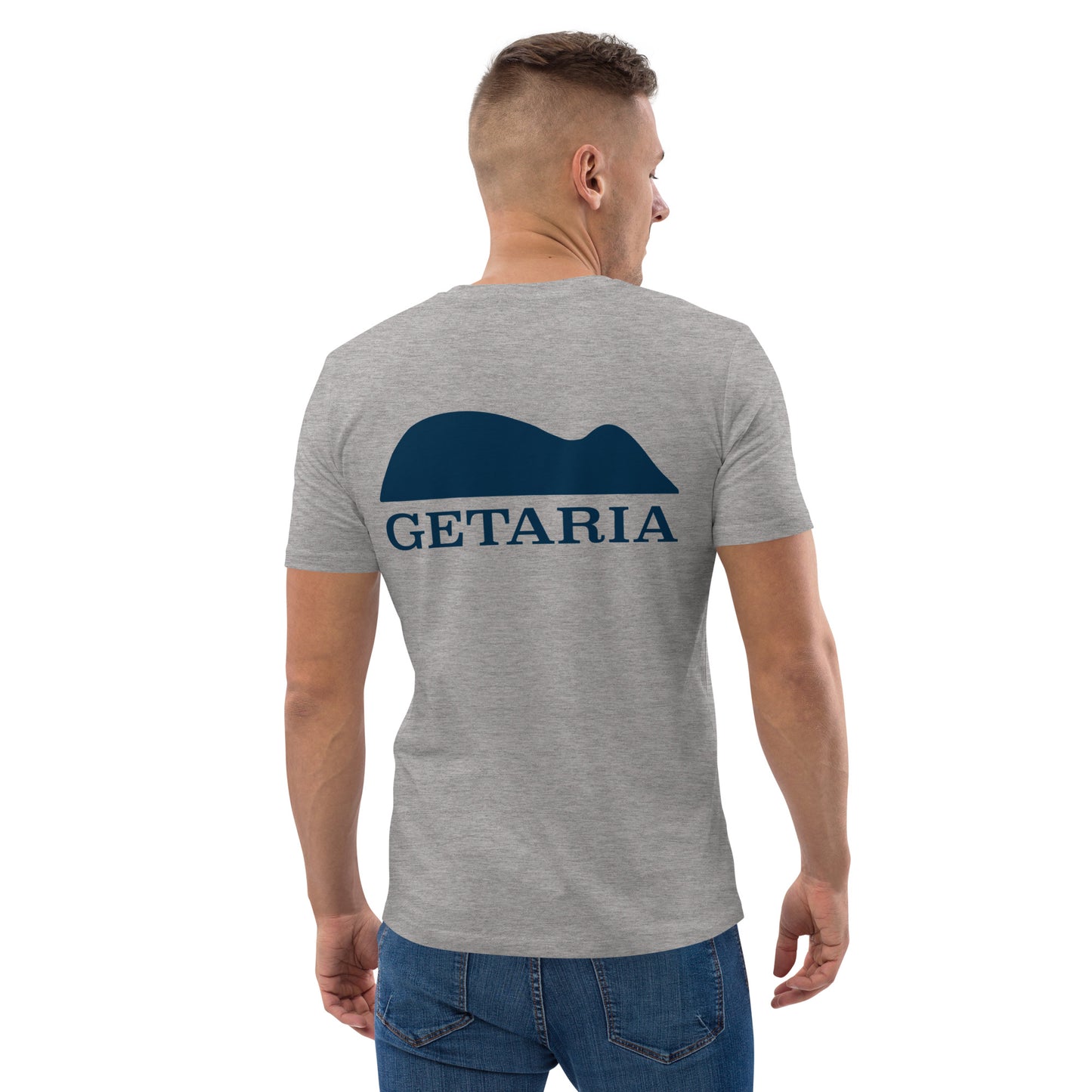 Camiseta Gris Claro con diseño de Getaria en Azul Marino