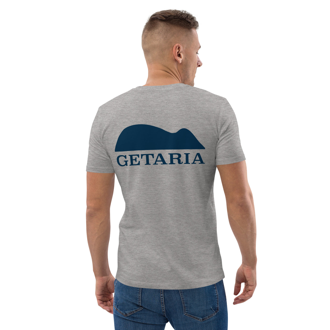 Camiseta Gris Claro con diseño de Getaria en Azul Marino
