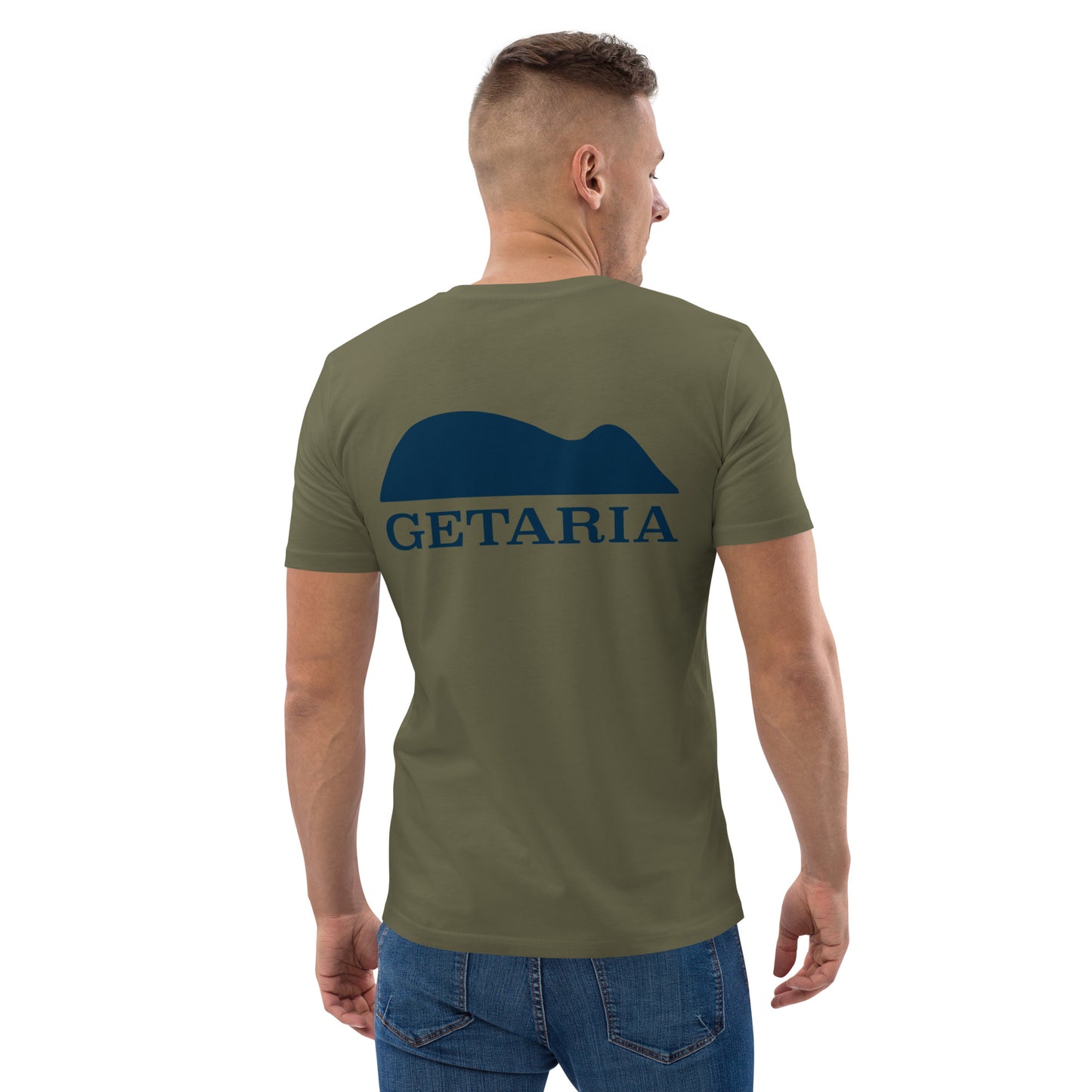 Camiseta Verde Militar con diseño en azul marino de Getaria