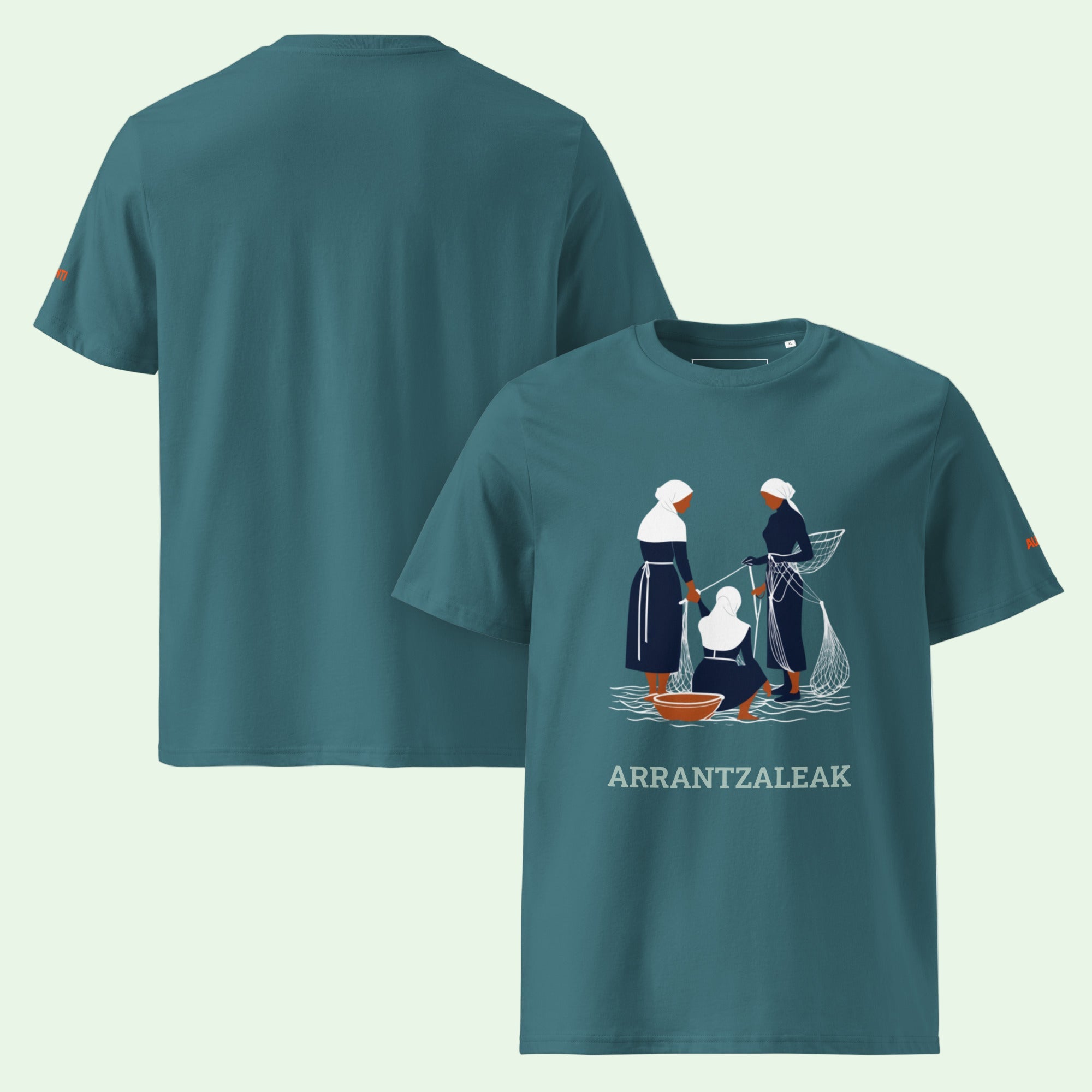 unisex-organic-cotton-t-shirt-stargazer-with-fisherwomen front design by Aunti