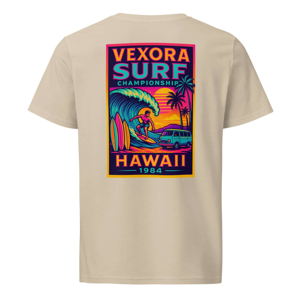 Camiseta gruesa orgánica Championship 1984 en desert dust, vista trasera, por AUNTI