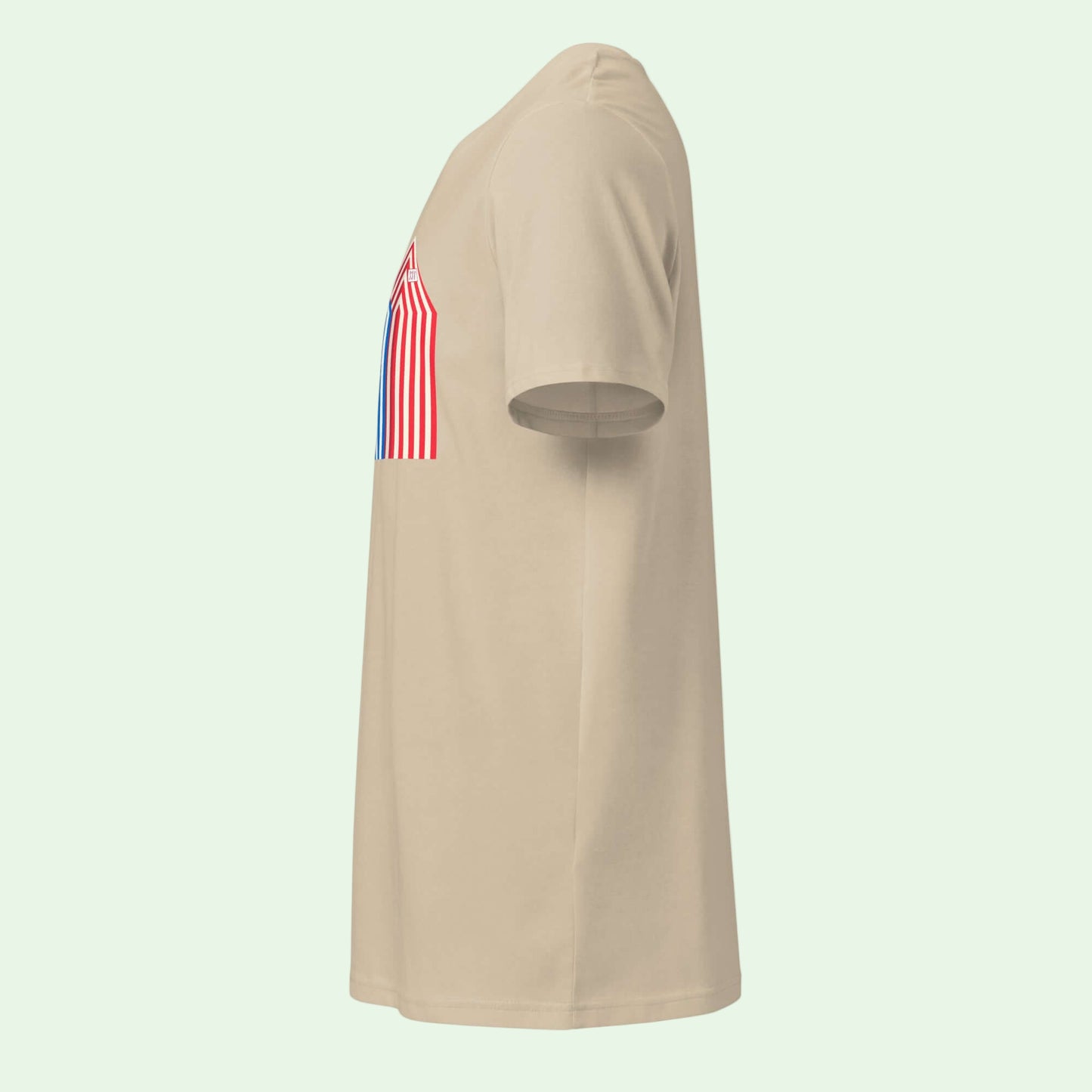 dust-organic-cotton-t-shirt- beach-cabins-Zarautz-left by Aunti