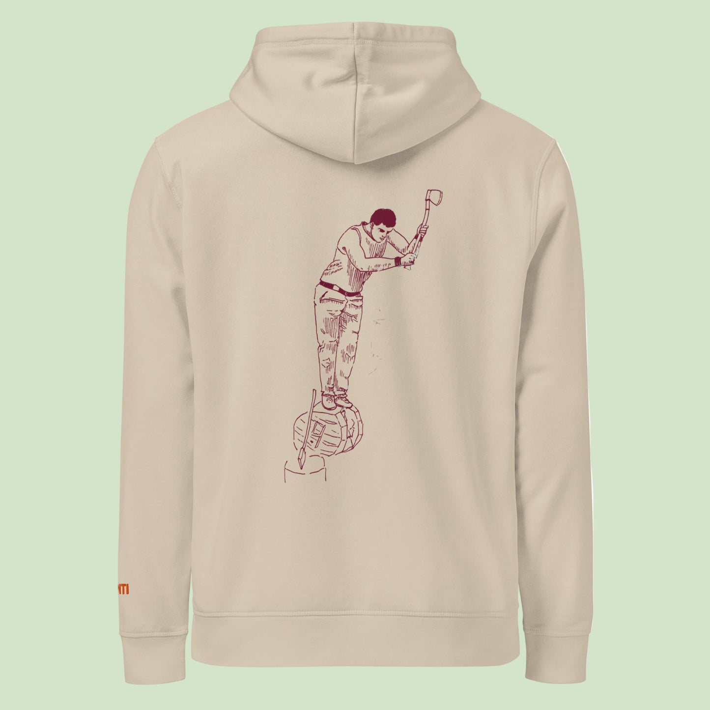 desert dust hoodie by AUNTI with Aizkolari design on back 