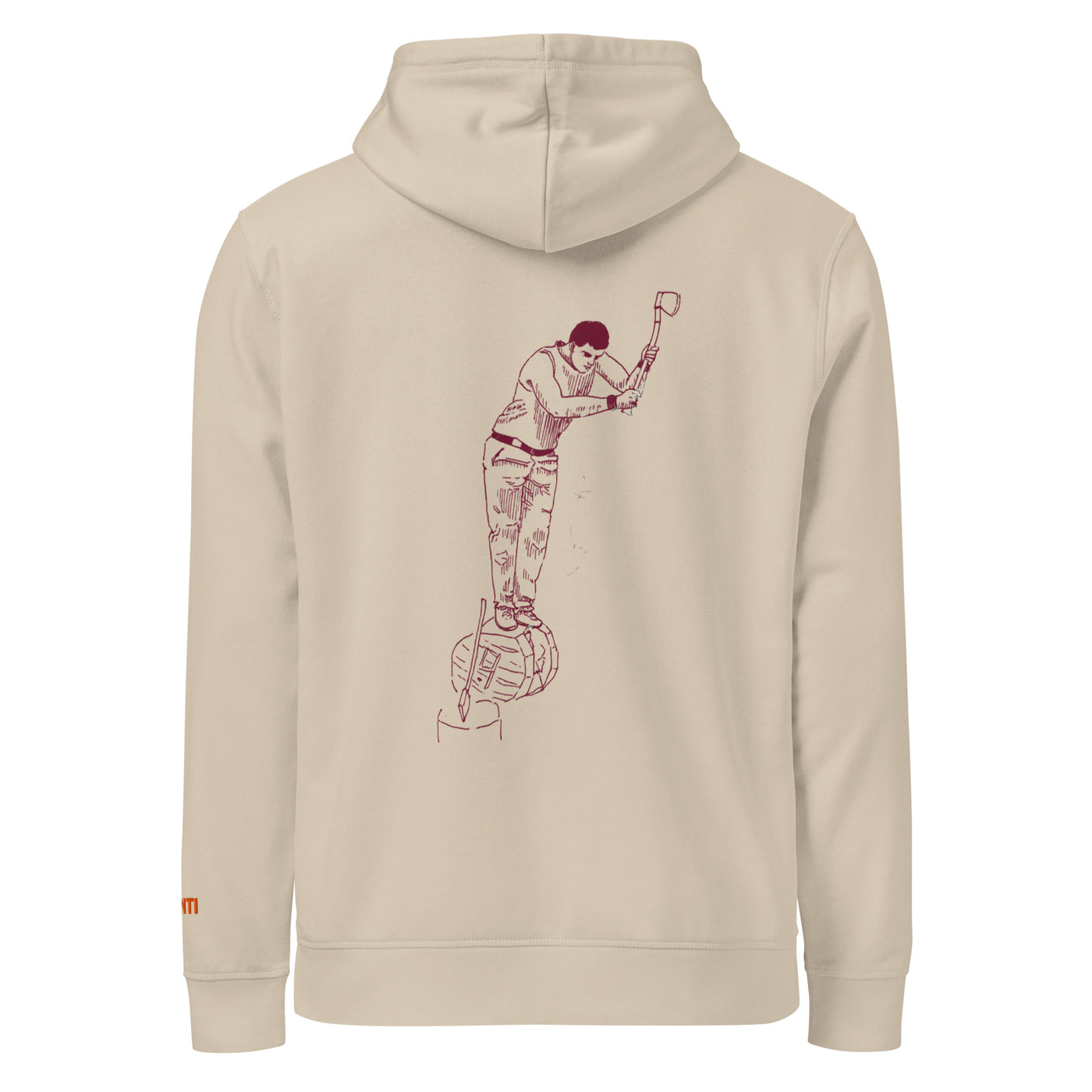 desert dust hoodie by AUNTI with Aizkolari design on back 