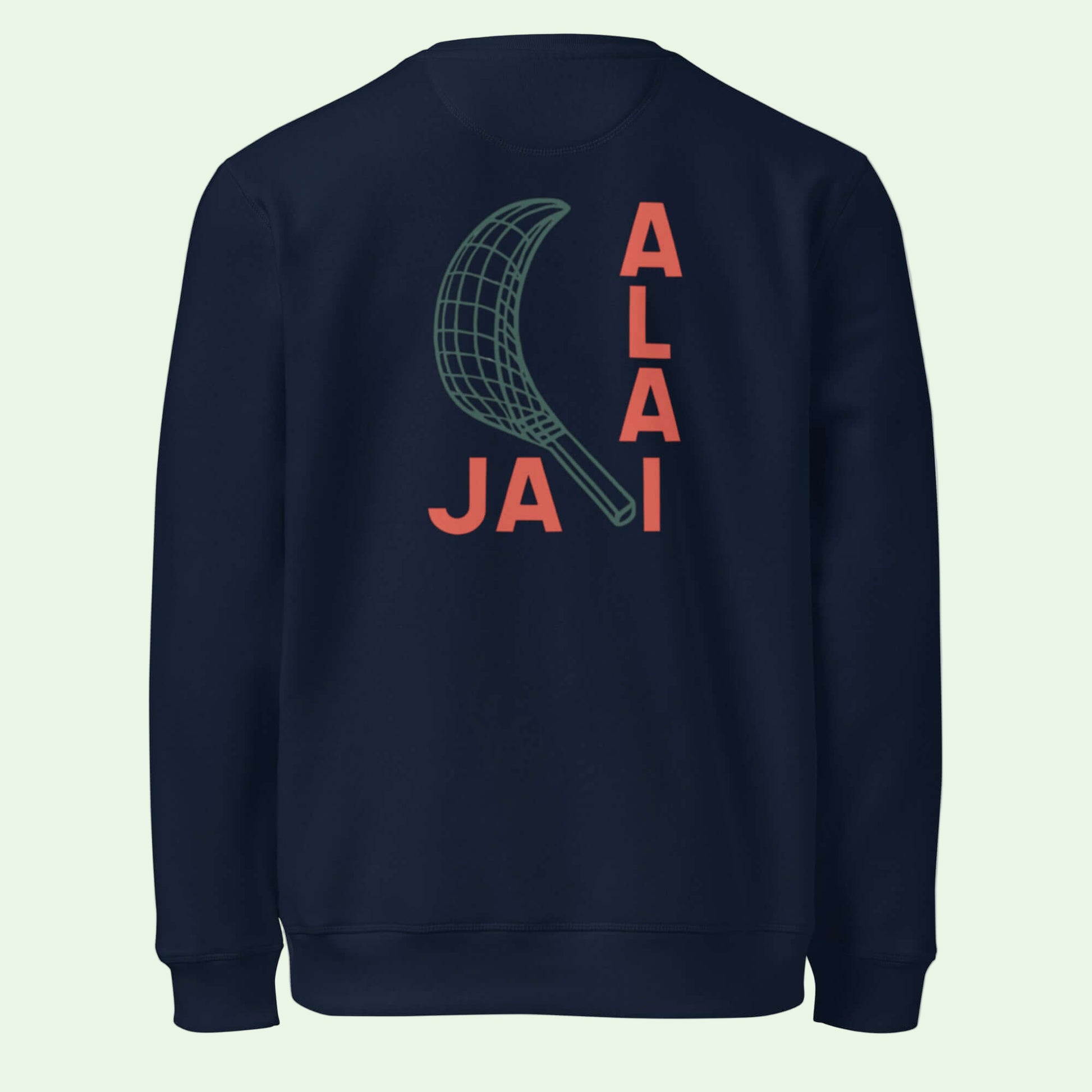 unisex-organic-navy-sweatshirt-with-jai-alai-design-back