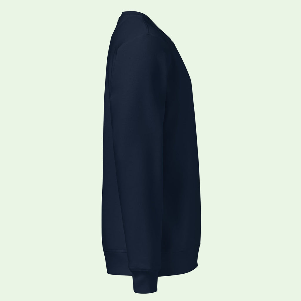unisex organic sweatshirt in navy blue right