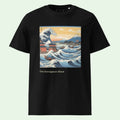 unisex organic ribbed neck t-shirt black with japanese great wave Hokusai inspired by AUNTI