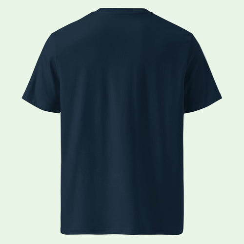 unisex organic ribbed neck t-shirt in french navy back