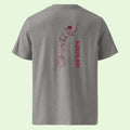 unisex organic gots certified grey t-shirt with aizkolari back design in garnet by Aunti