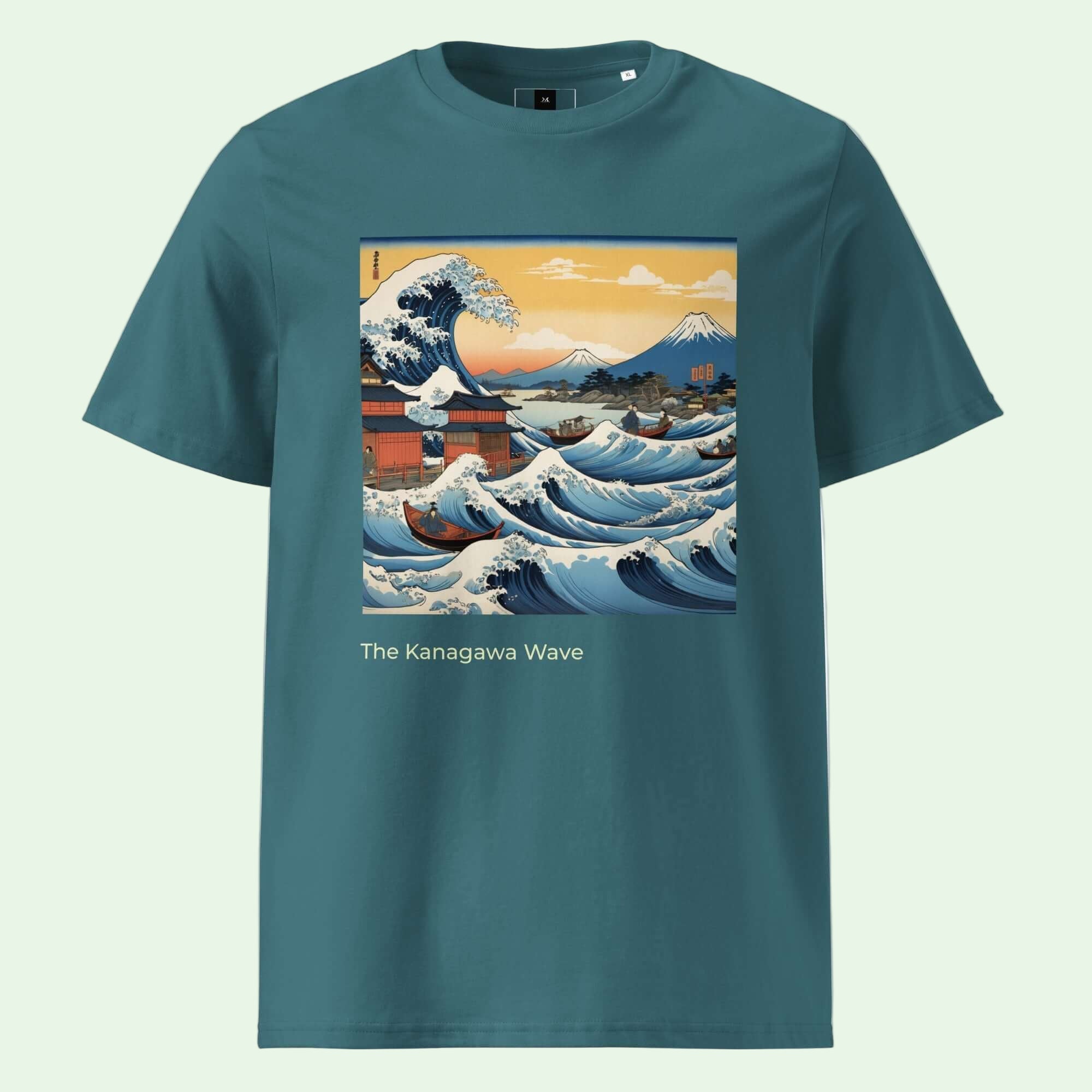 unisex organic ribbed neck t-shirt stargazer great japanese Hokusai inspired front design by Aunti