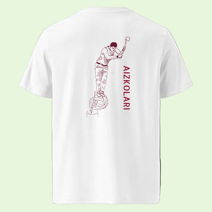 unisex-organic-t-shirt-white-with-aizkolari-back-design by Aunti
