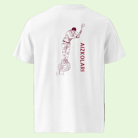 unisex-organic-t-shirt-white-with-aizkolari-back-design by Aunti