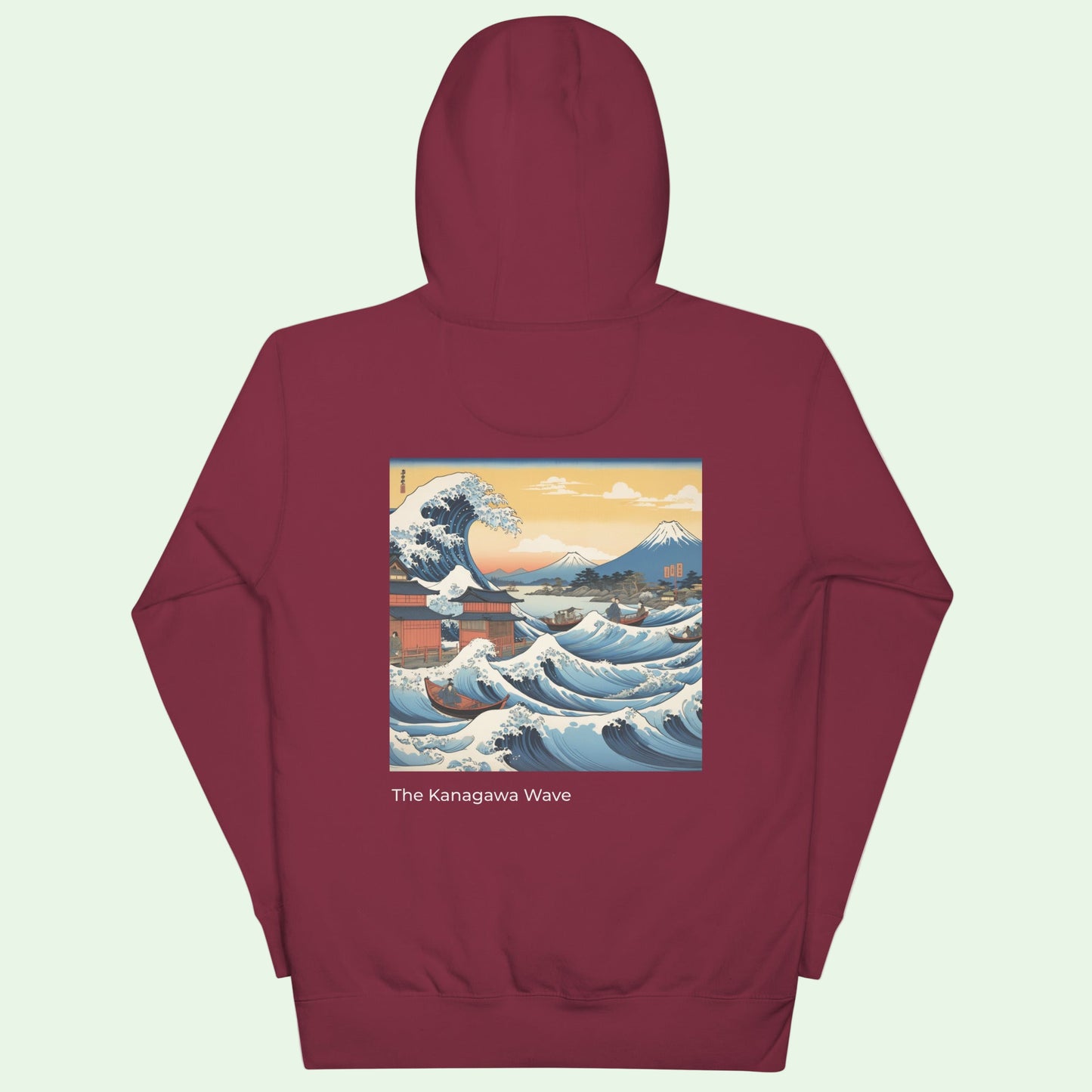  sudadera-gran-ola-kanagawa-diseño-frontal-granate por Aunti