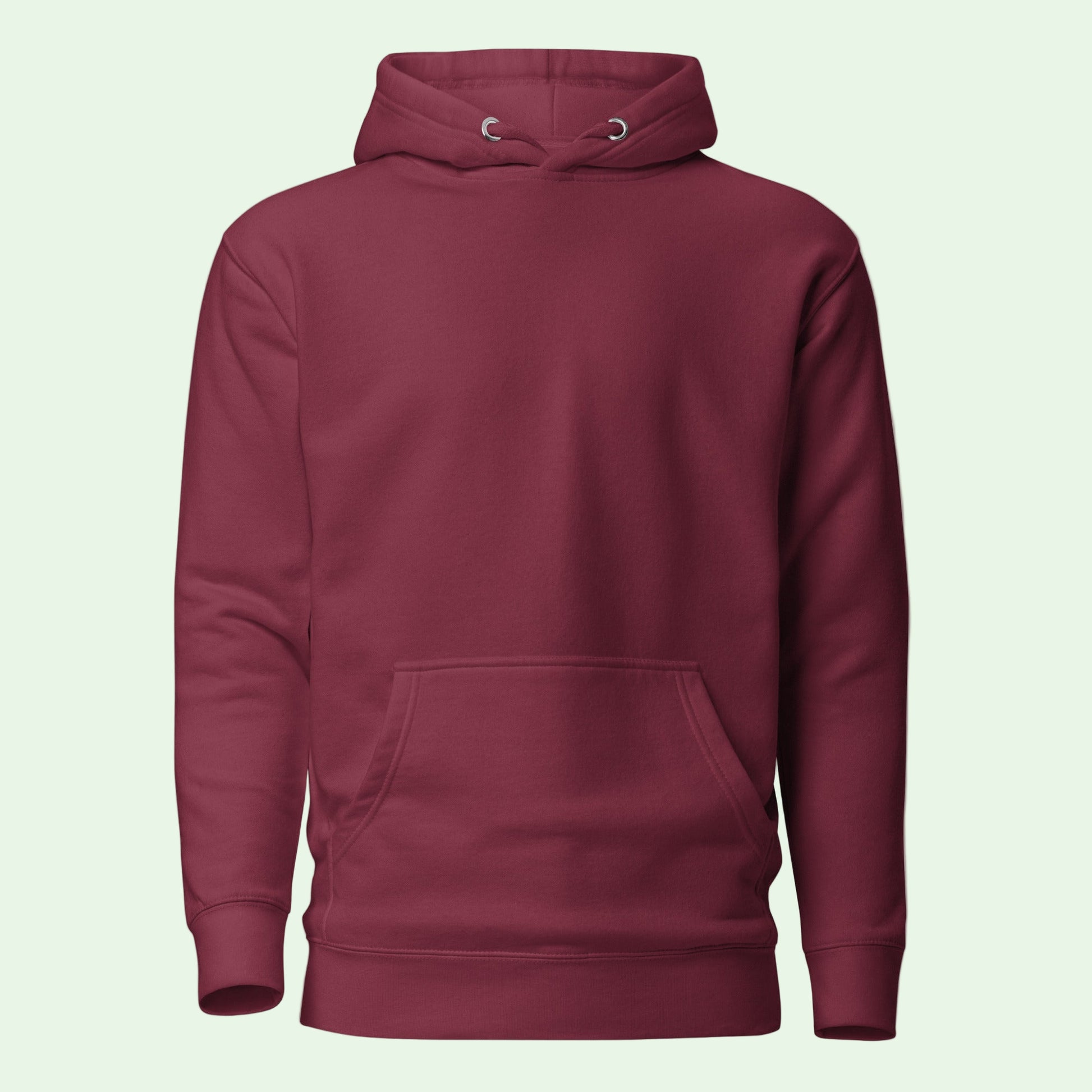unisex sustainable hoodie maroon front  by Aunti