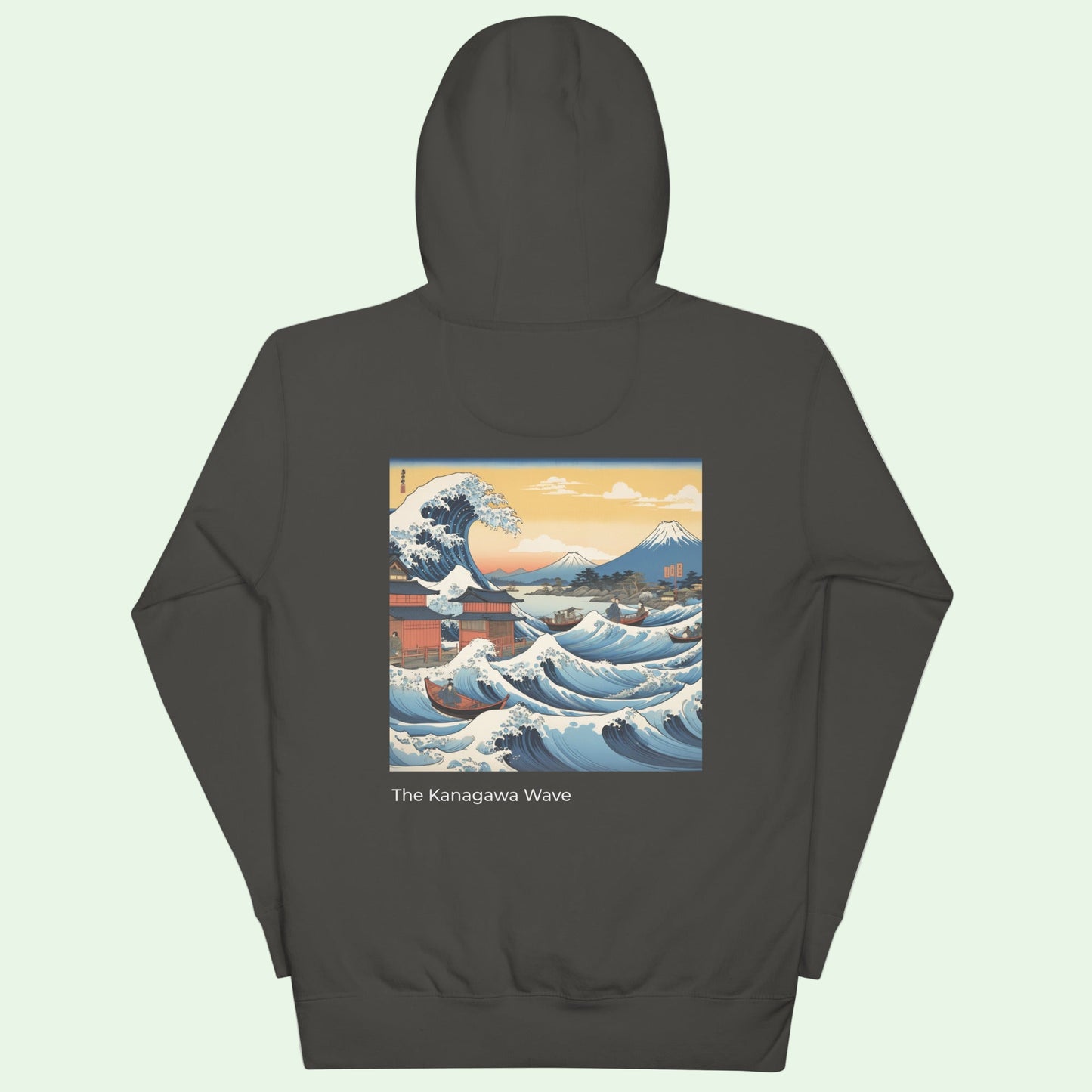 unisex premium hoodie vintage black with great japanese back design by Aunti