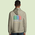 sustainable hoodie unisex in  beige with beach cabins design  back by Aunti
